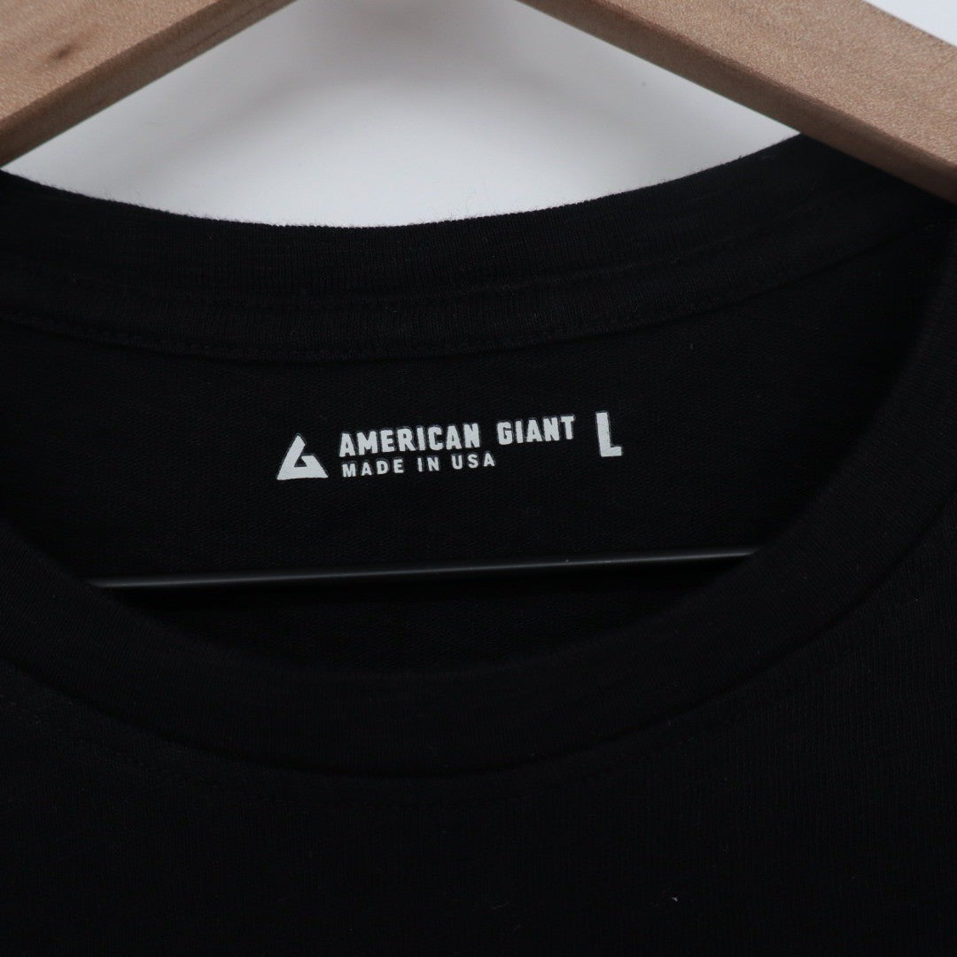 American Giant Women's Classic Crewneck T Shirt Black Made in USA Size L