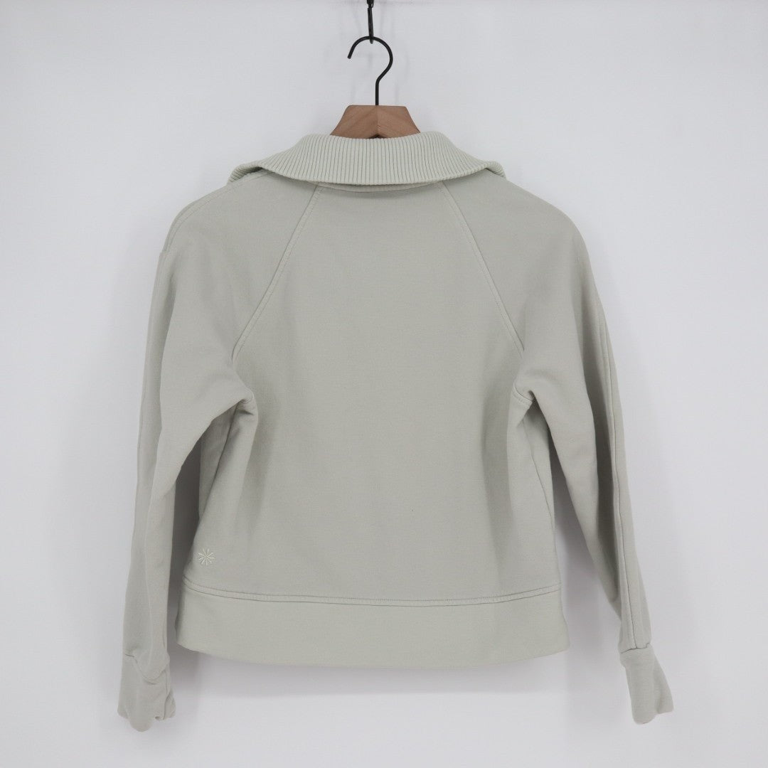 Athleta Retroplush Revive Sweatshirt Womens 2XS Sage Green Half Zip Fleece Lined
