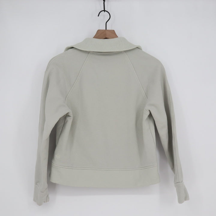 Athleta Retroplush Revive Sweatshirt Womens 2XS Sage Green Half Zip Fleece Lined