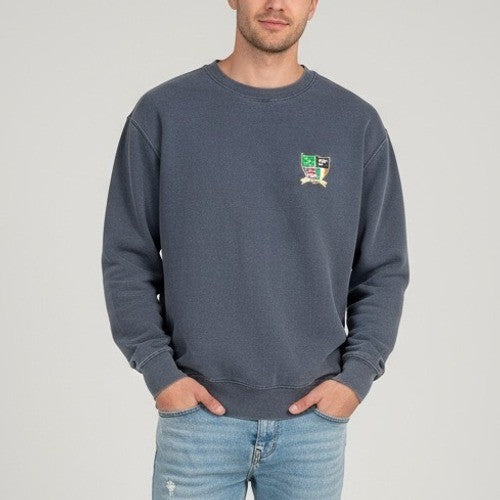 Comfort Colors Gray Embroidered Crest Sweatshirt Long Sleeve Crewneck Size L