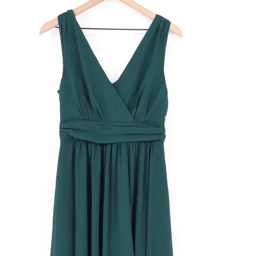 Lulus Forest Green Surplice Sleeveless Chiffon Maxi Dress Medium 6301