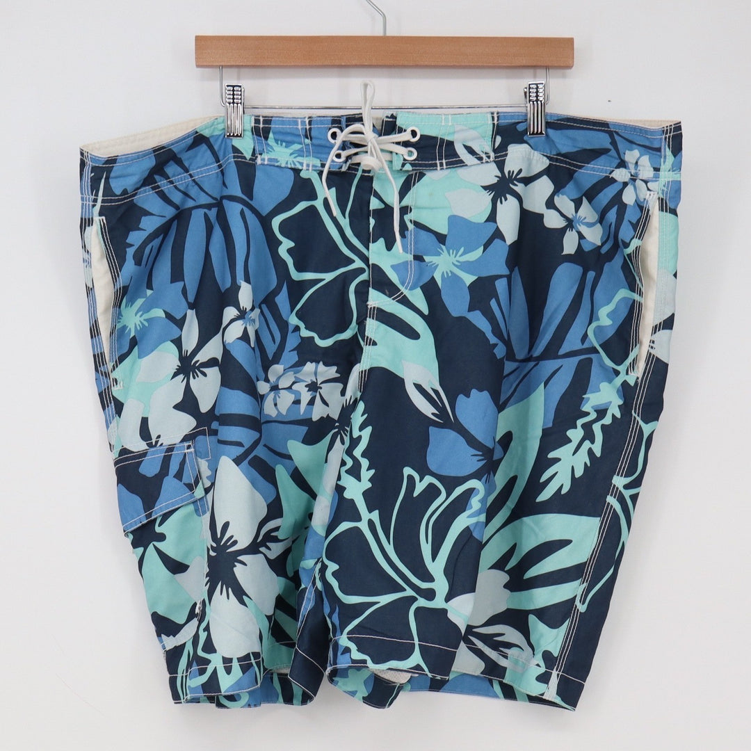 Old Navy Swim Trunks Mens XXL Floral Tropical Blue Cargo Pocket Good