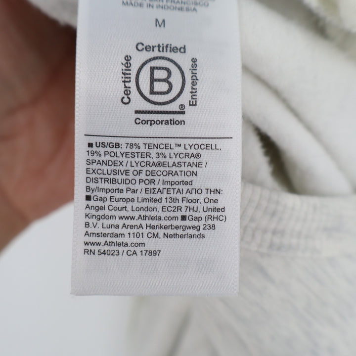 Athleta Jumpsuit Womens M Heather Gray Stretch Drawstring Round Neck Wide Leg