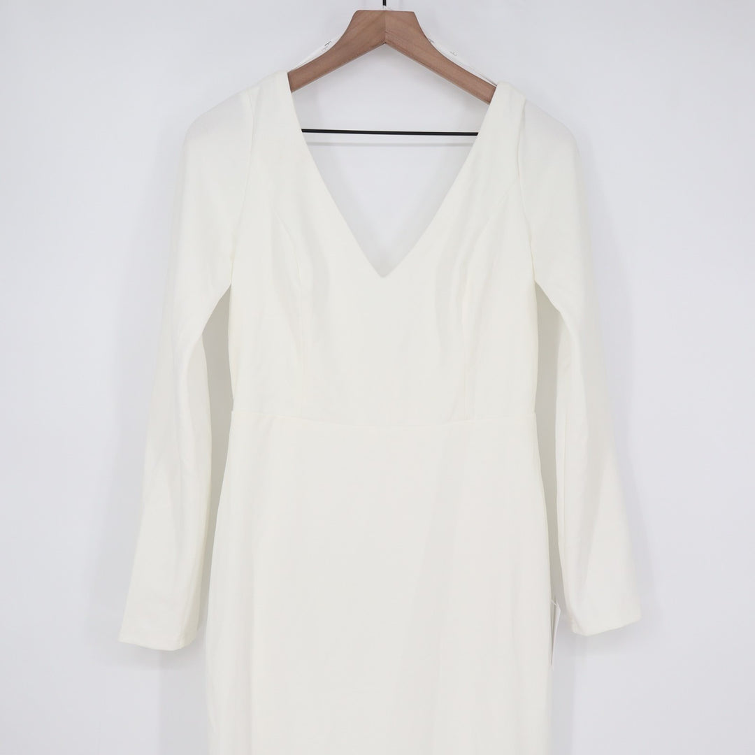 Lulus Make it Outstanding Maxi Dress Womens Large White Long Sleeve Button Back