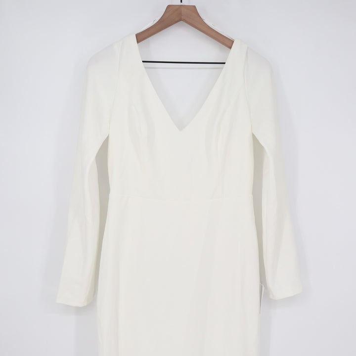 Lulus Make it Outstanding Maxi Dress Womens Large White Long Sleeve Button Back