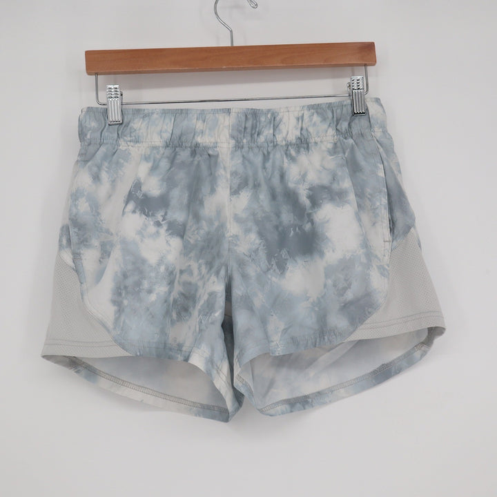 Athletic Works Womens Blue White Tie Dye Running Shorts Mesh Panels Size M 8-10