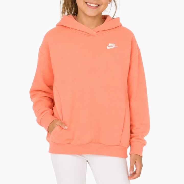 Nike Kids Sportswear Oversized Fleece Hoodie Atomic Orange Large L