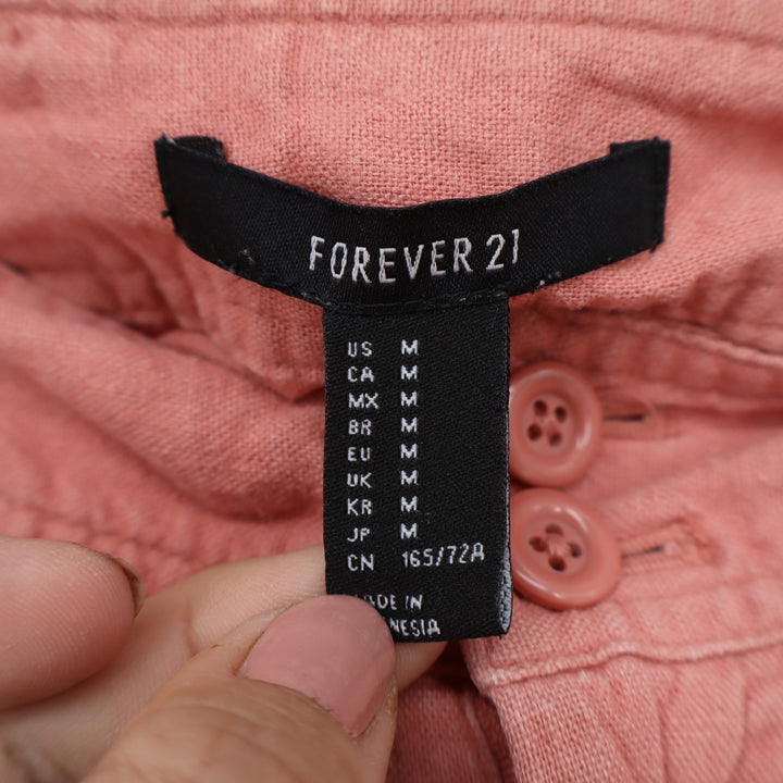 Forever 21 Pink Linen Blend Rolled Hem Casual Shorts Womens Size M