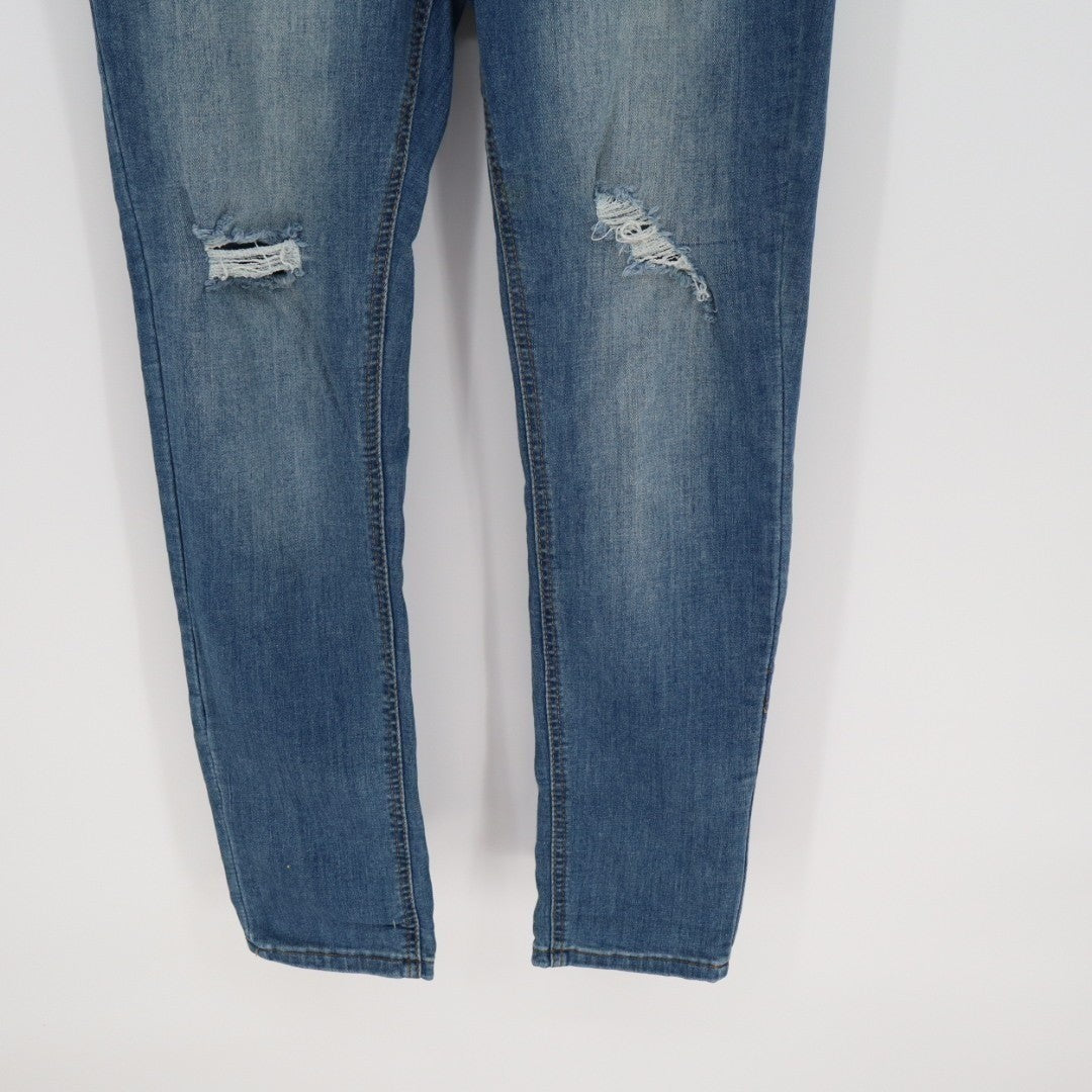Indigo Rein Jeans Womens 13 Blue Denim Distressed 5-Pockets High Rise Skinny Leg