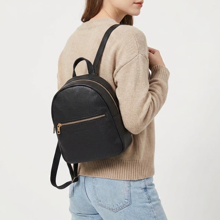 Portland Leather Womens Backpack Core Black Leather Adjustable Shoulder Strap