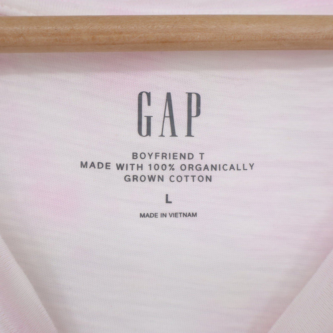 GAP T-Shirt Womens Large Boyfriend T Pink Blue Tie-Dye Organic Cotton Excellent