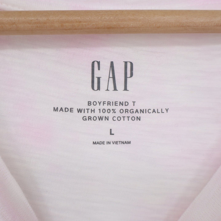 GAP T-Shirt Womens Large Boyfriend T Pink Blue Tie-Dye Organic Cotton Excellent