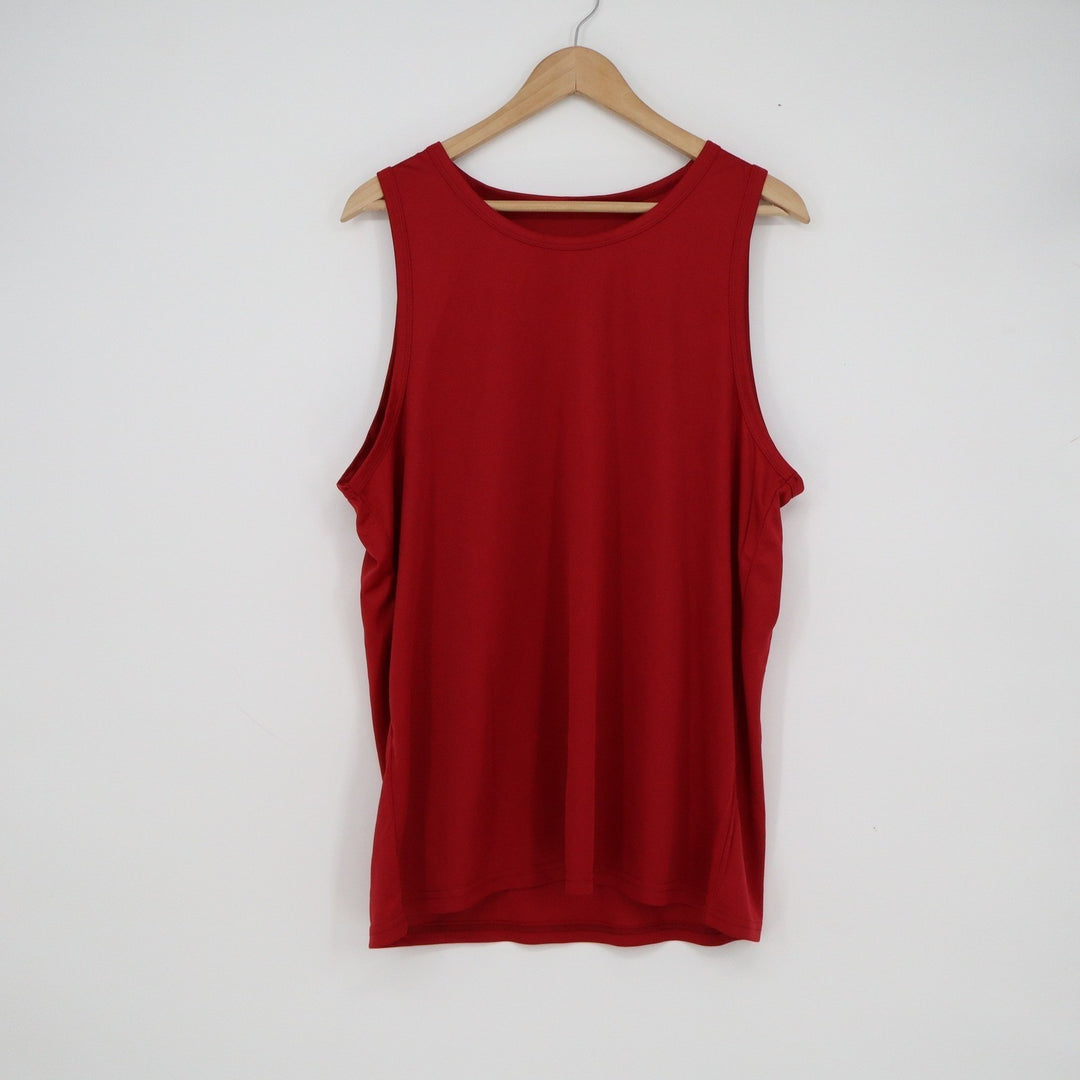 Unbranded Mens Red Athletic Tank Top Polyester Sleeveless Gym Shirt Size L