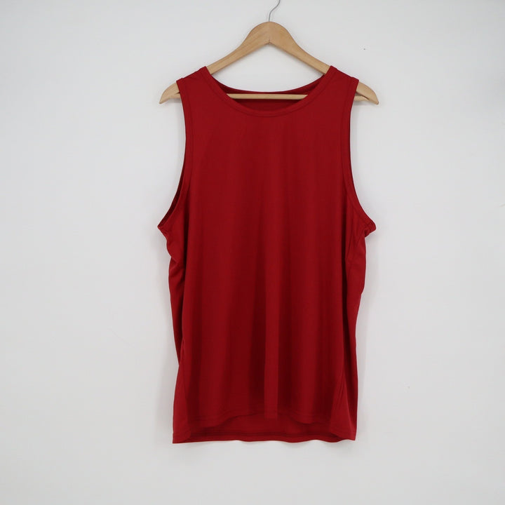 Unbranded Mens Red Athletic Tank Top Polyester Sleeveless Gym Shirt Size L