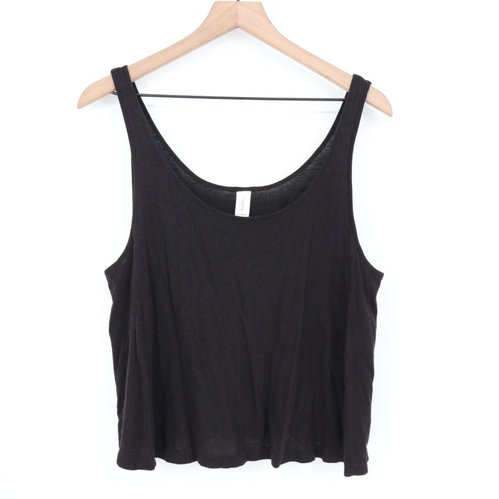 Pimatee By Pima Apparel Crop Tank Top Womens Large Black Scoop Neck Wide Strap