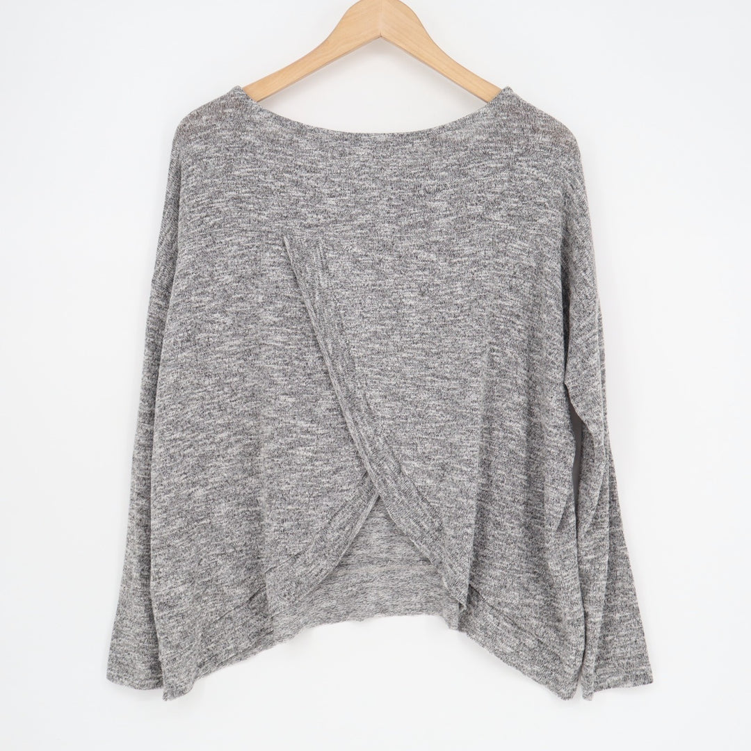 American Eagle Outfitters Sweater Womens Medium Heather Gray Tulip Hem Boat Neck