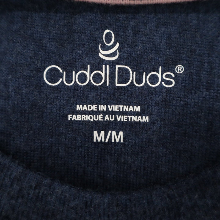 Cuddl Duds Pajama Shirt Womens Medium Blue Bow Print Stretch Raglan Long Sleeve
