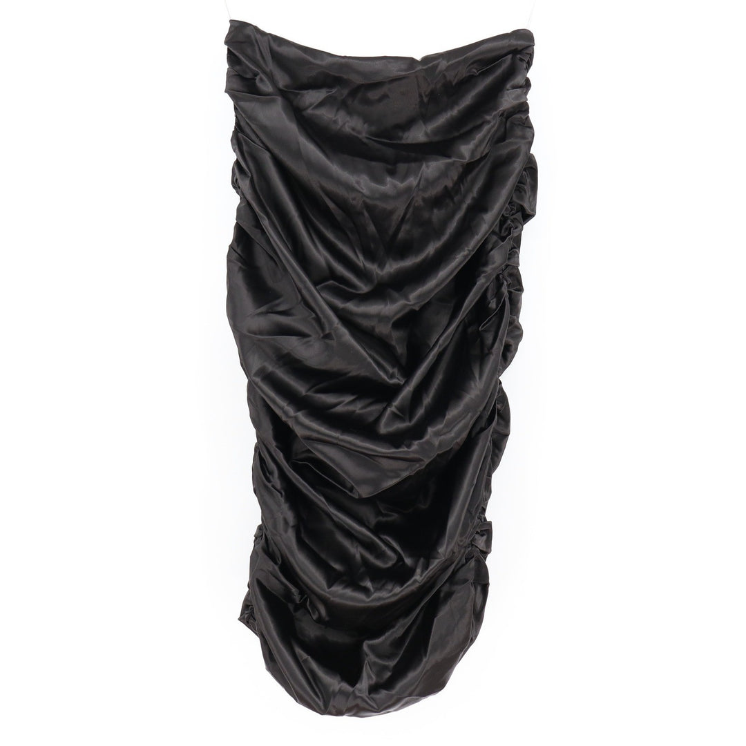 Naked Wardrobe Black Satin Ruched Strapless Skirt Medium