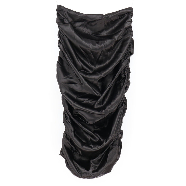 Naked Wardrobe Black Satin Ruched Strapless Skirt Medium