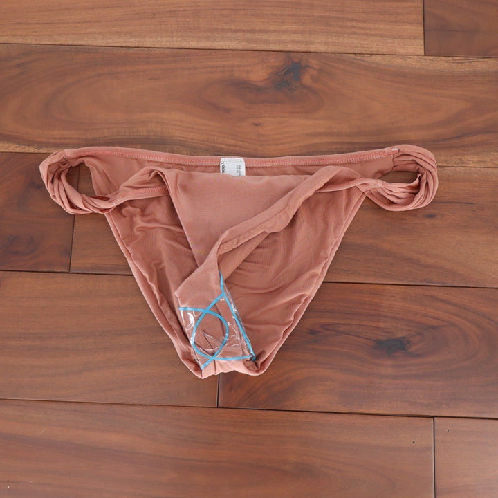 ASOS DESIGN Twist High Leg Hipster Bikini Bottom Mink UK 14 US 10