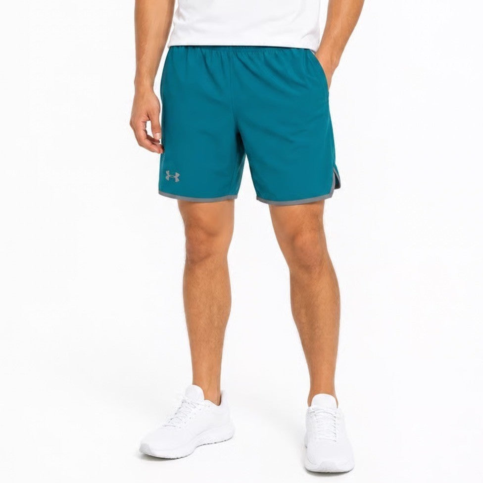 Under Armour Mens Teal Green Athletic Shorts Loose Fit Grey Trim Size Large
