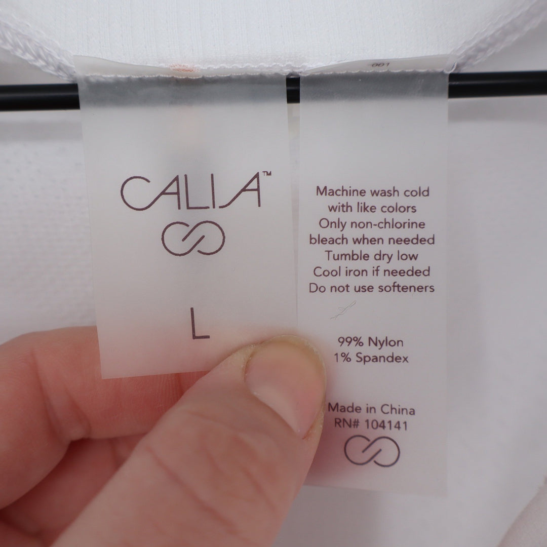 CALIA Womens Seamless LS Quarter Zip Pure White UPF 50+ Top Large