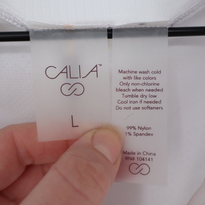 CALIA Womens Seamless LS Quarter Zip Pure White UPF 50+ Top Large