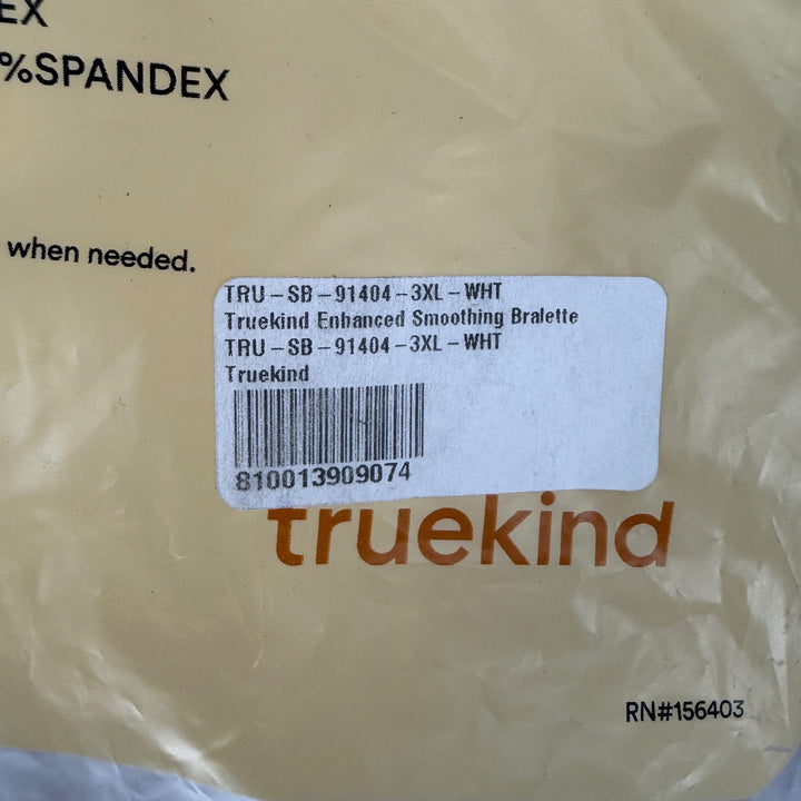 Truekind Everyday Throw-On Wireless Bralette Smoothing Bra 3XL White