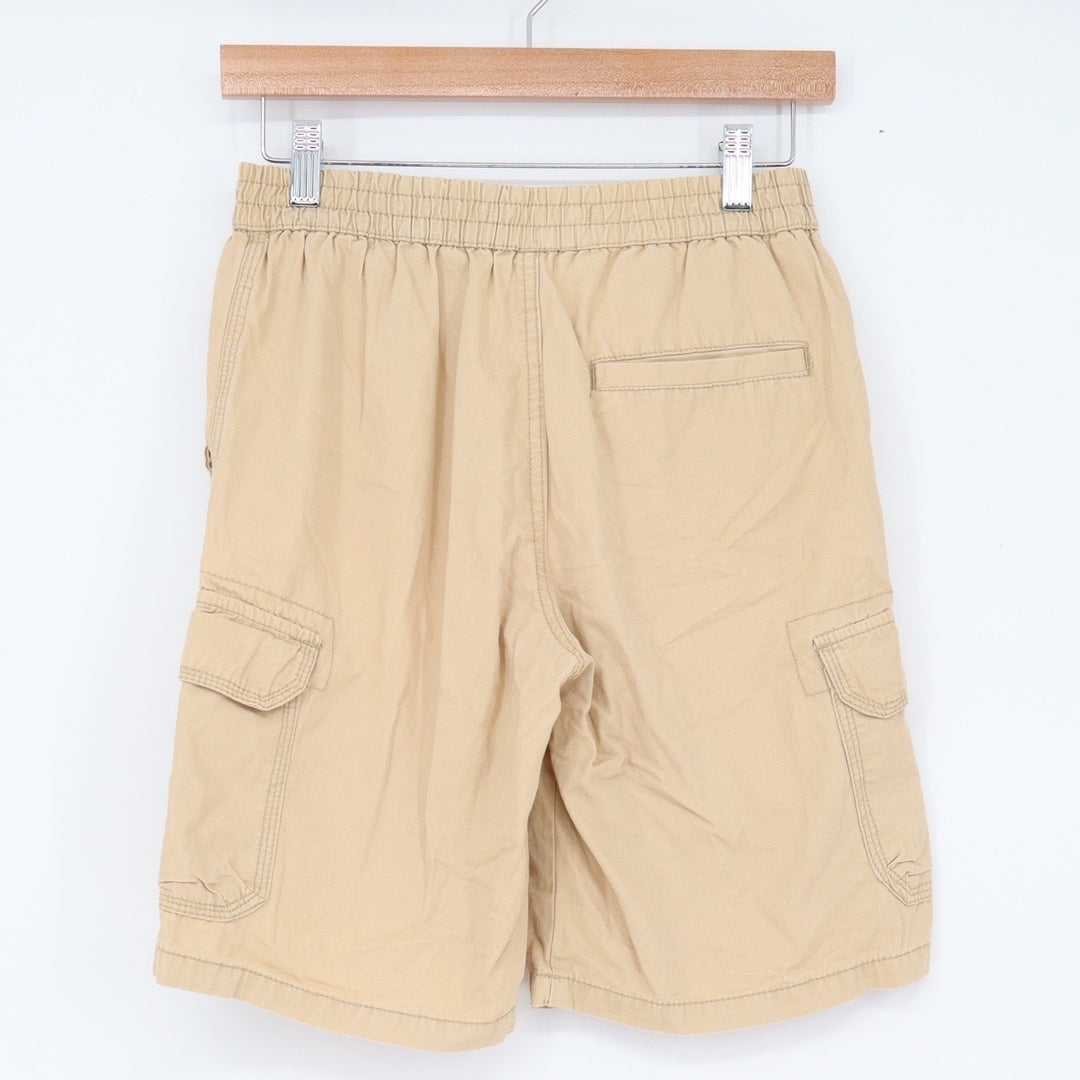 DKNY Cargo Shorts Men's Large Tan Elastic Waist Drawstring Cotton Utility Good