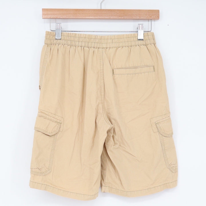 DKNY Cargo Shorts Men's Large Tan Elastic Waist Drawstring Cotton Utility Good