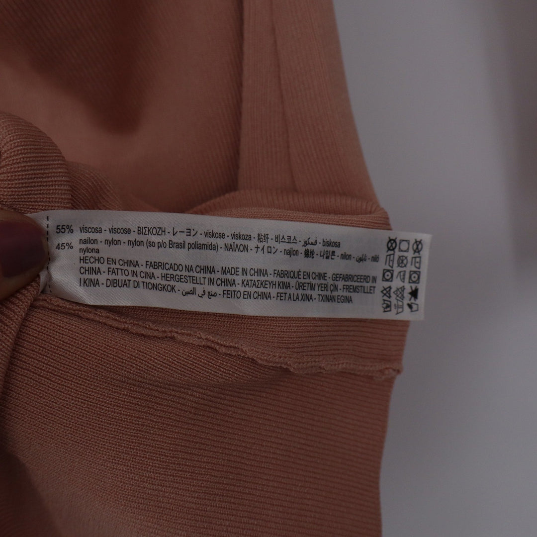 Zara Womens Pink Ribbed Twist Front Cutout Long Sleeve Mini Dress Medium 10580