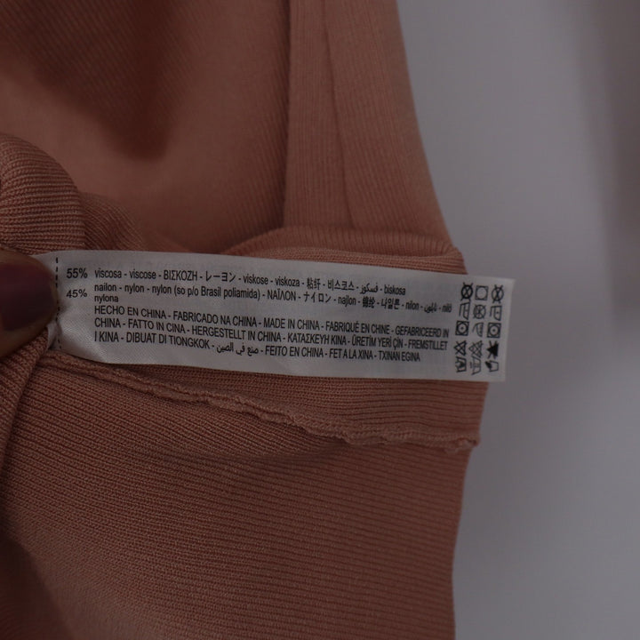 Zara Womens Pink Ribbed Twist Front Cutout Long Sleeve Mini Dress Medium 10580