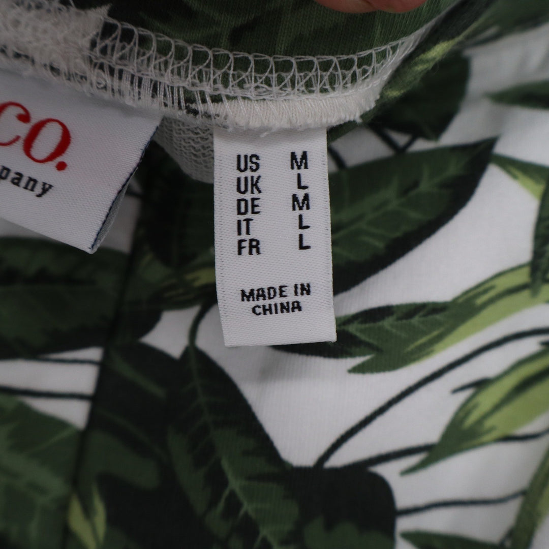 Denim & Co Green White Tropical Leaf Print Cropped Pants Womens Size M