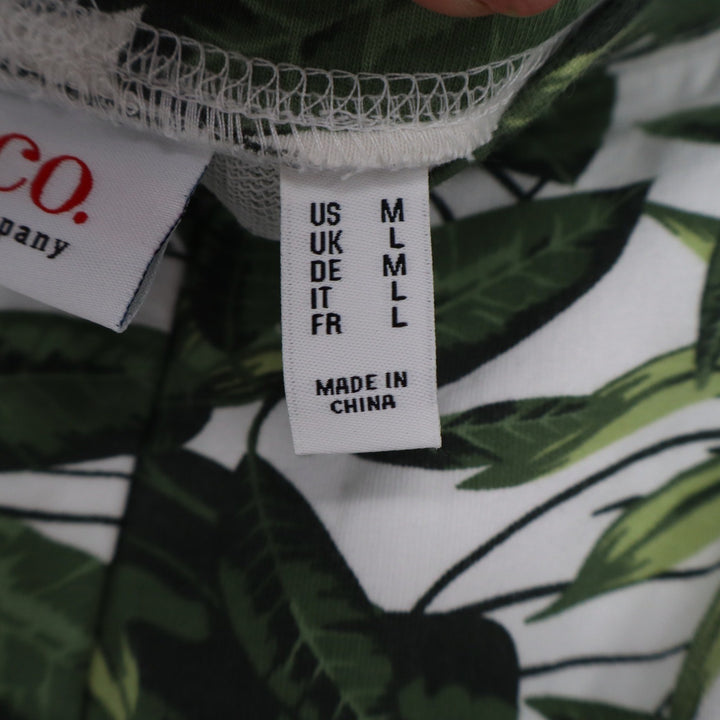 Denim & Co Green White Tropical Leaf Print Cropped Pants Womens Size M