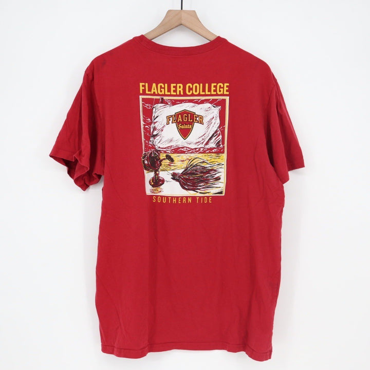 Southern Tide Red Flagler College Graphic T Shirt Mens XL Cotton Pocket Tee
