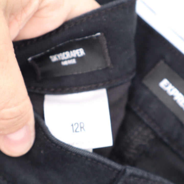 Express Skyscraper High Rise Flare Jeans Black Size 12R 12 Regular 6622