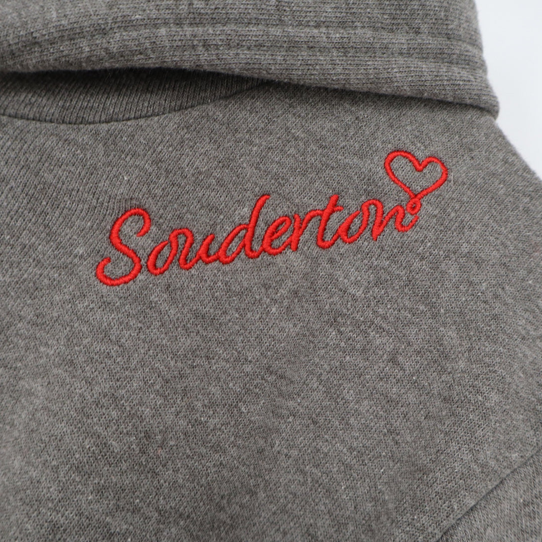 Bella Canvas Souderton Embroidered Hoodie Gray Fleece Pullover Sweatshirt M