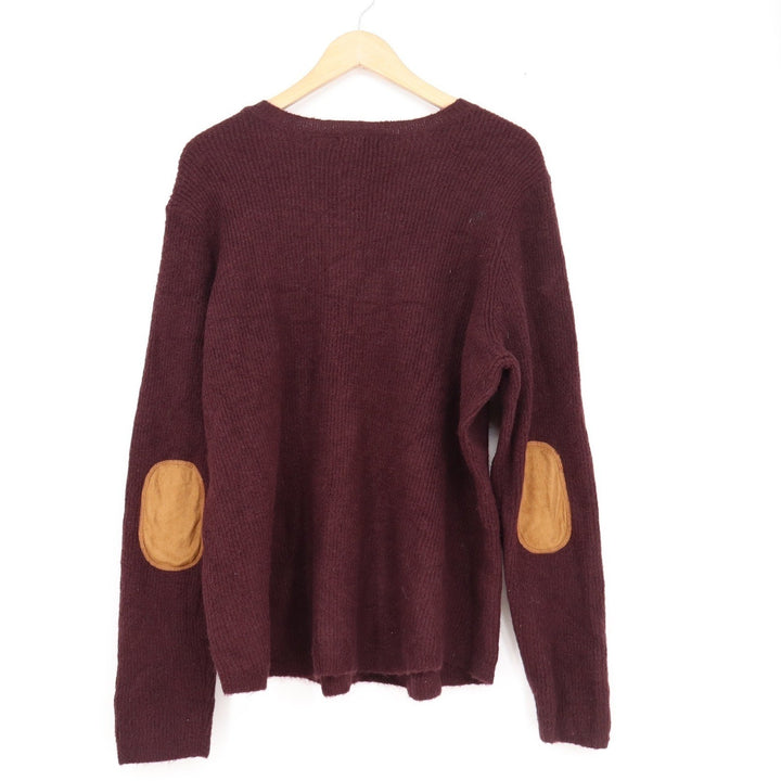 Lety & Me Womens 3X Burgundy Scoop Neck Sweater Elbow Patches Plus Size