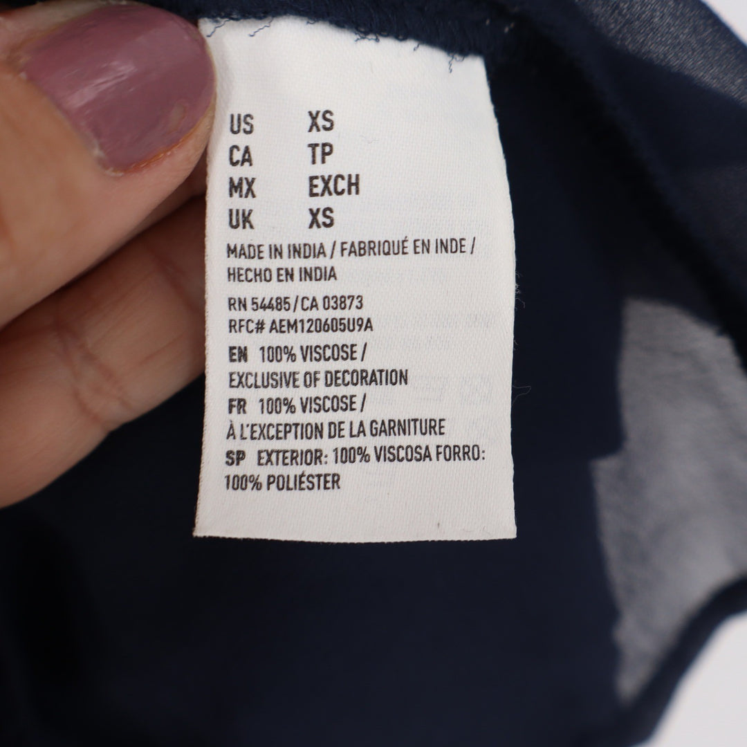 American Eagle Navy Blue Floral Embroidered Babydoll Cami Tank Top XS