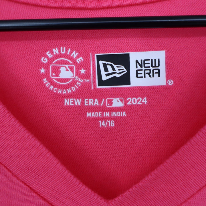 New Era Boston Red Sox Girls Pink Sequin V-Neck T-Shirt Size 14/16 NWT