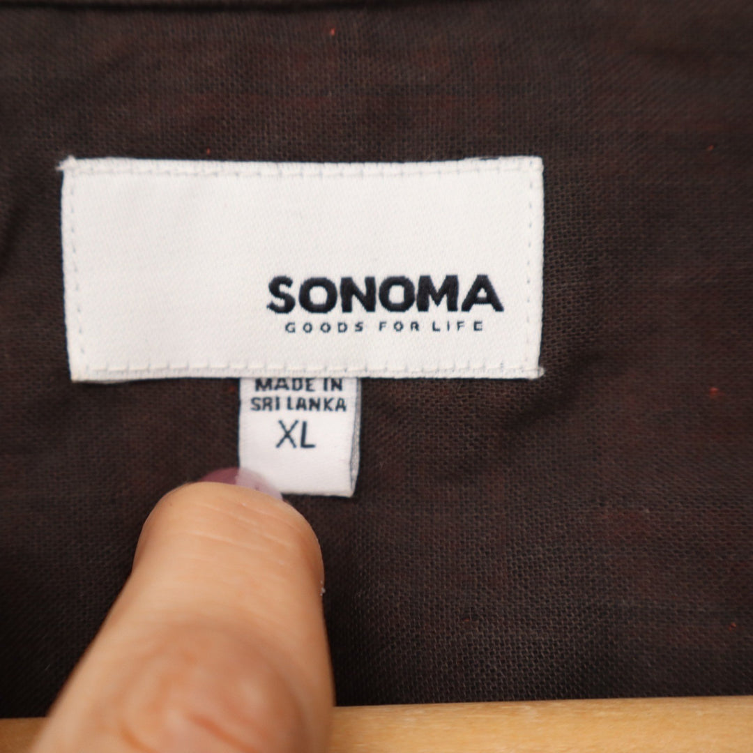 Sonoma Goods For Life Mens XL Red Black Plaid Flannel Button Down Shirt