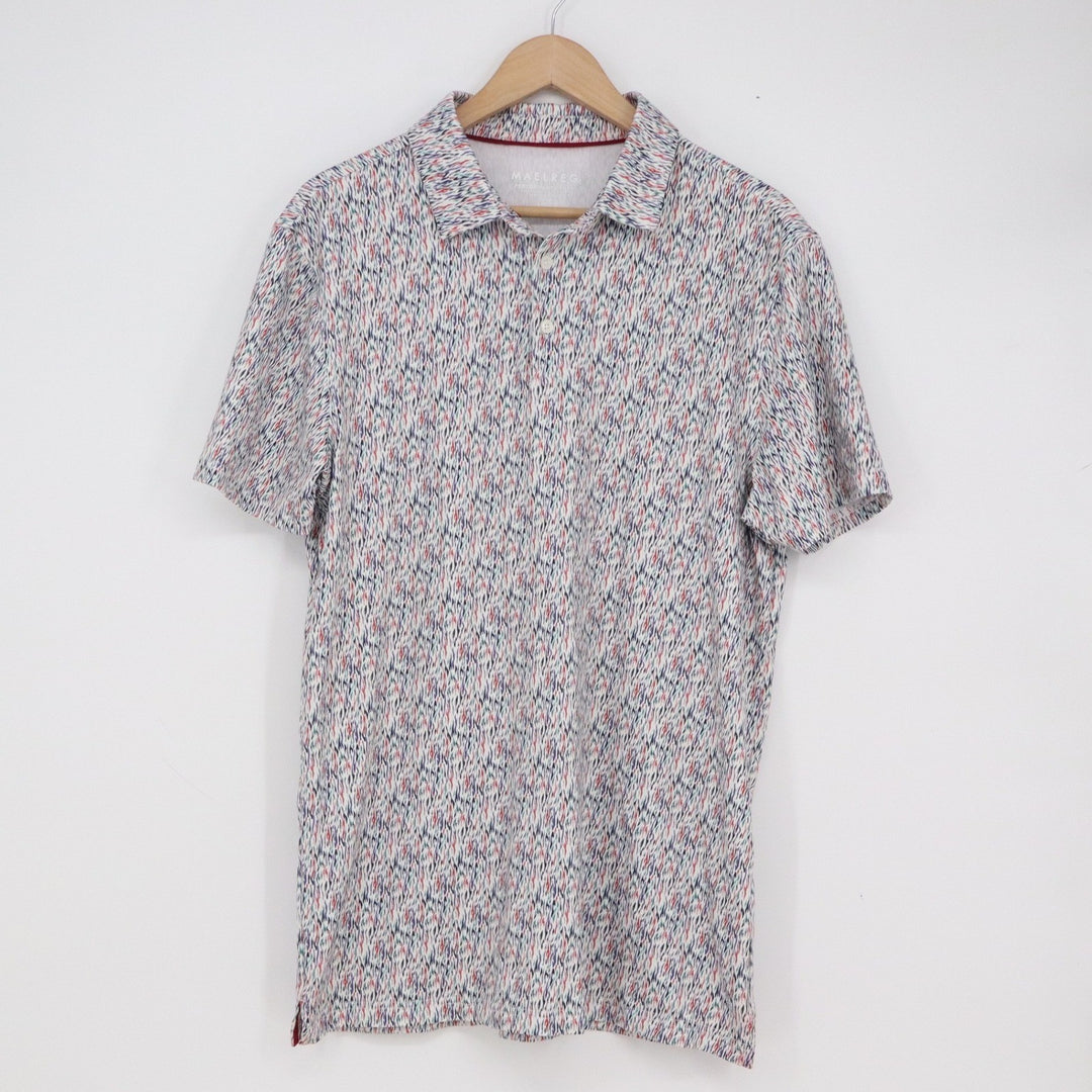 Maelreg Performance Polo Shirt Medium Multicolor Abstract Print Short Sleeve