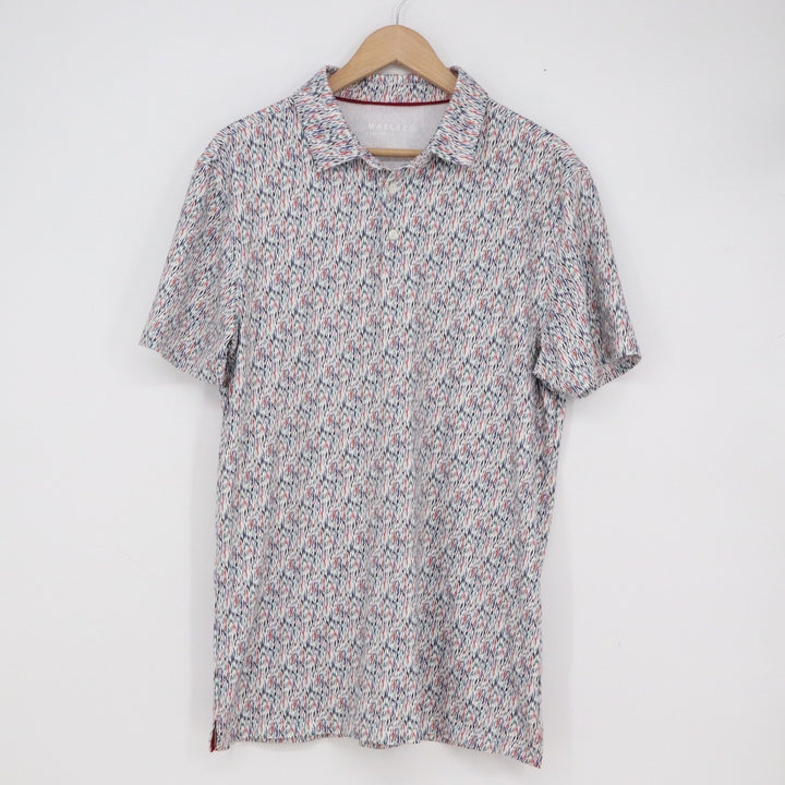 Maelreg Performance Polo Shirt Medium Multicolor Abstract Print Short Sleeve