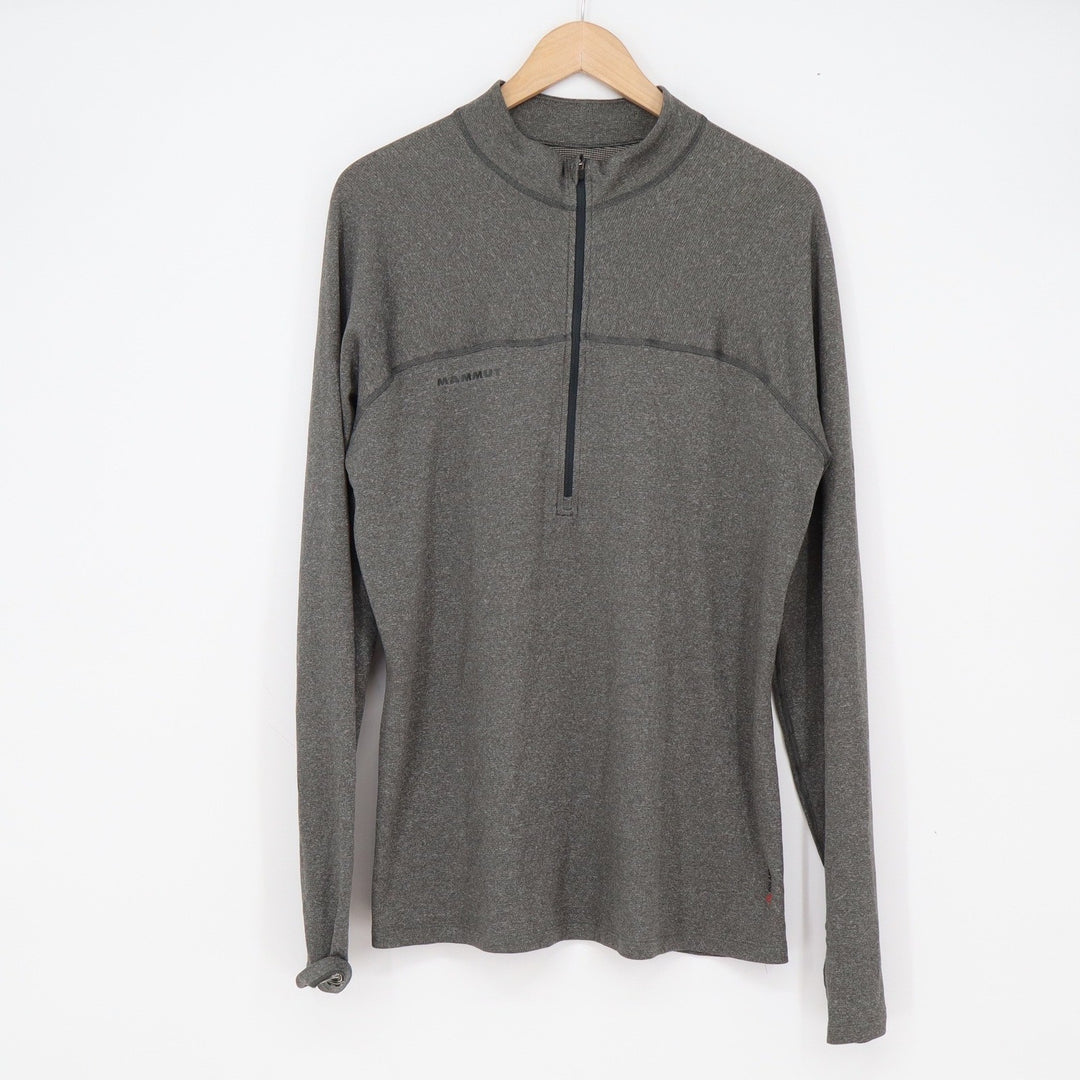 Mammut Pullover Mens XL Wool Blend Polartec Grey Quarter Zip Athletic Good