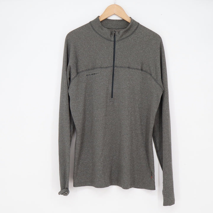 Mammut Pullover Mens XL Wool Blend Polartec Grey Quarter Zip Athletic Good