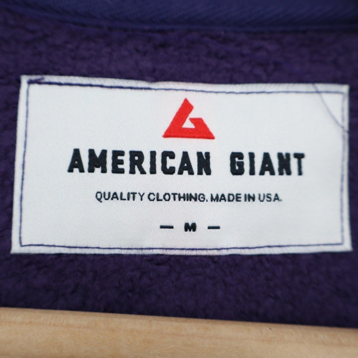 American Giant Hoodie Women Medium Purple Logo Fleece Lined Cotton Warm Full Zip