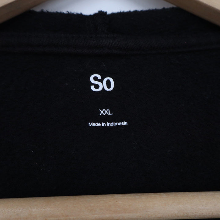 So Women Black Full Zip Hoodie Sweatshirt XXL Cotton Blend Raglan Sleeve