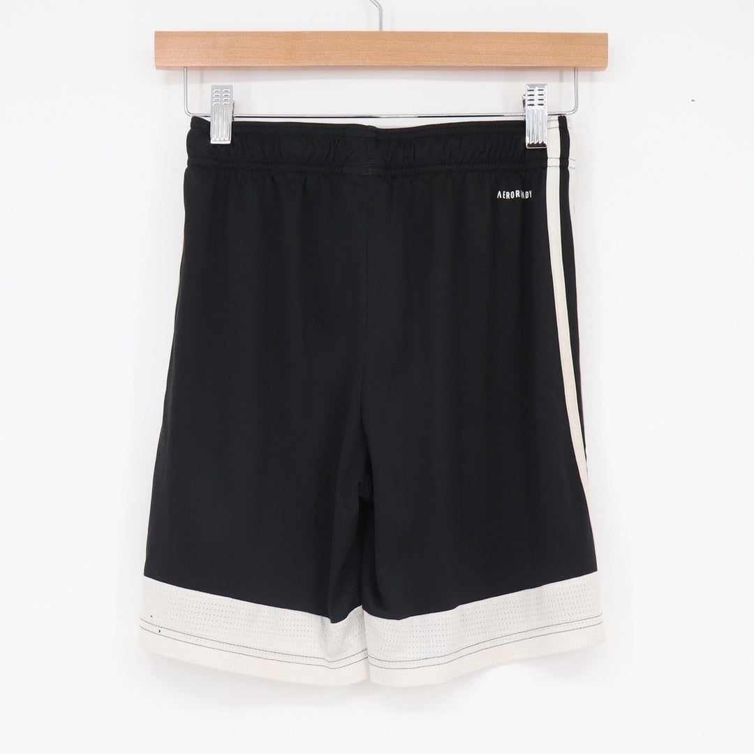 Adidas Aeroready Soccer Shorts Black White Striped Athletic Youth Large