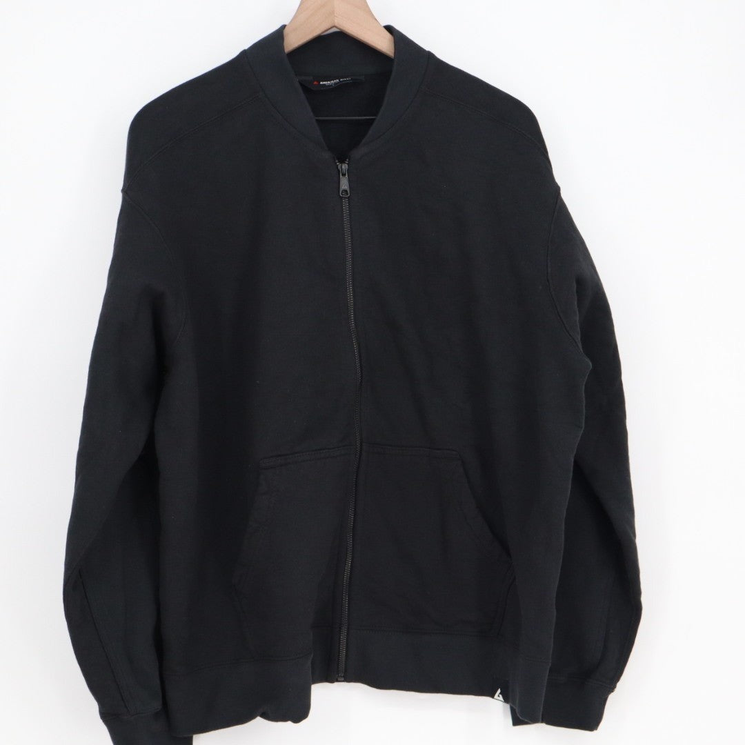 American Giant Bomber Jacket Mens Large Black Full Zip Cotton Fleece Outdoor