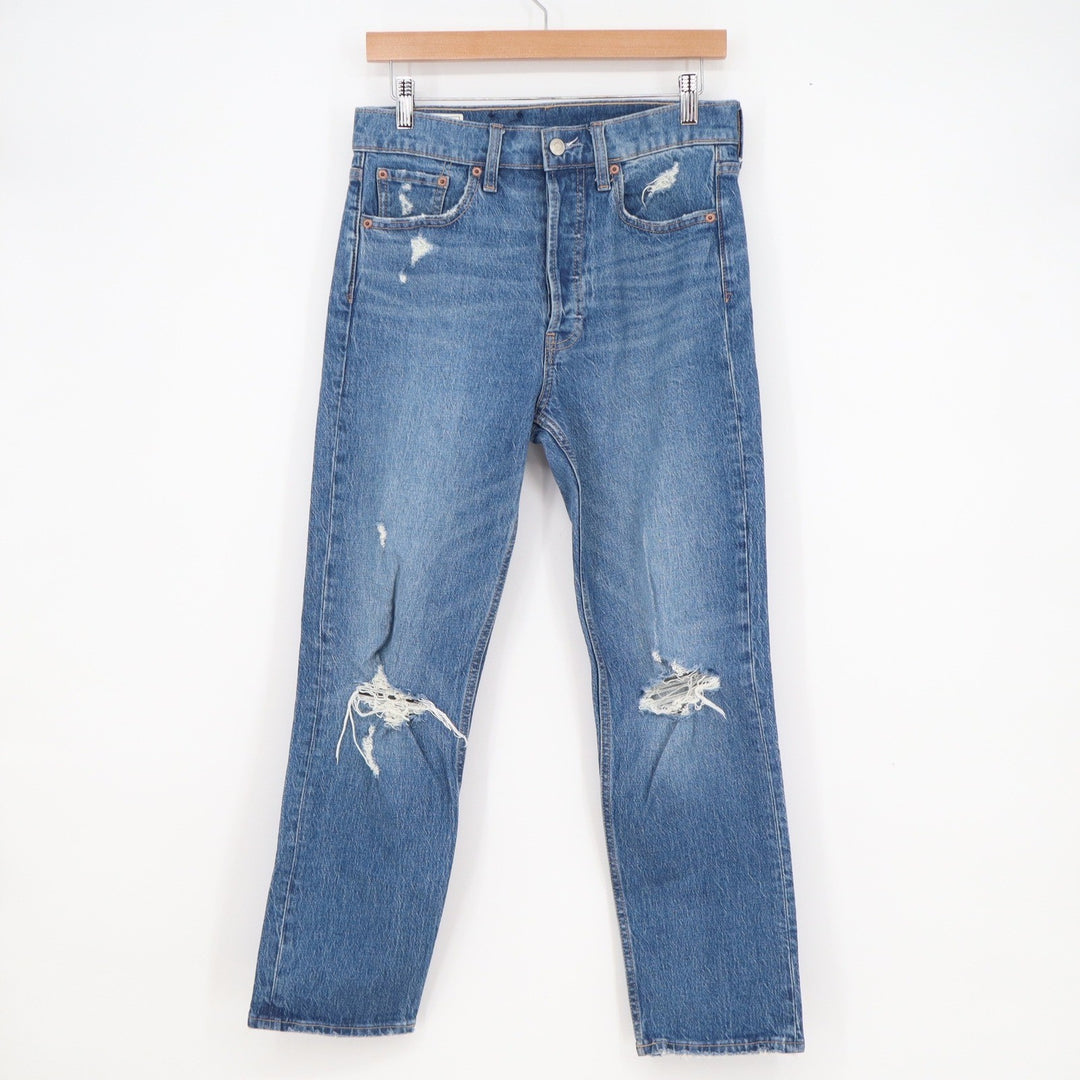 Gap Cheeky Straight High Rise Distressed Blue Denim Jeans Womens Size 28 6R